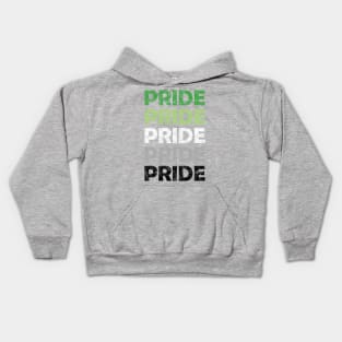 Aromantic Pride Flag Colors Repeating Text Design Kids Hoodie